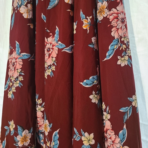One Size Maxi Red Floral Maxi Skirt - Picture 2 of 4
